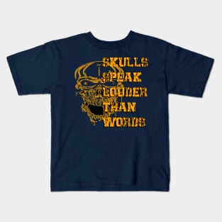 The Echoing Skulls: Unspoken Narratives Skulls Speak Louder Than Words Kids T-Shirt